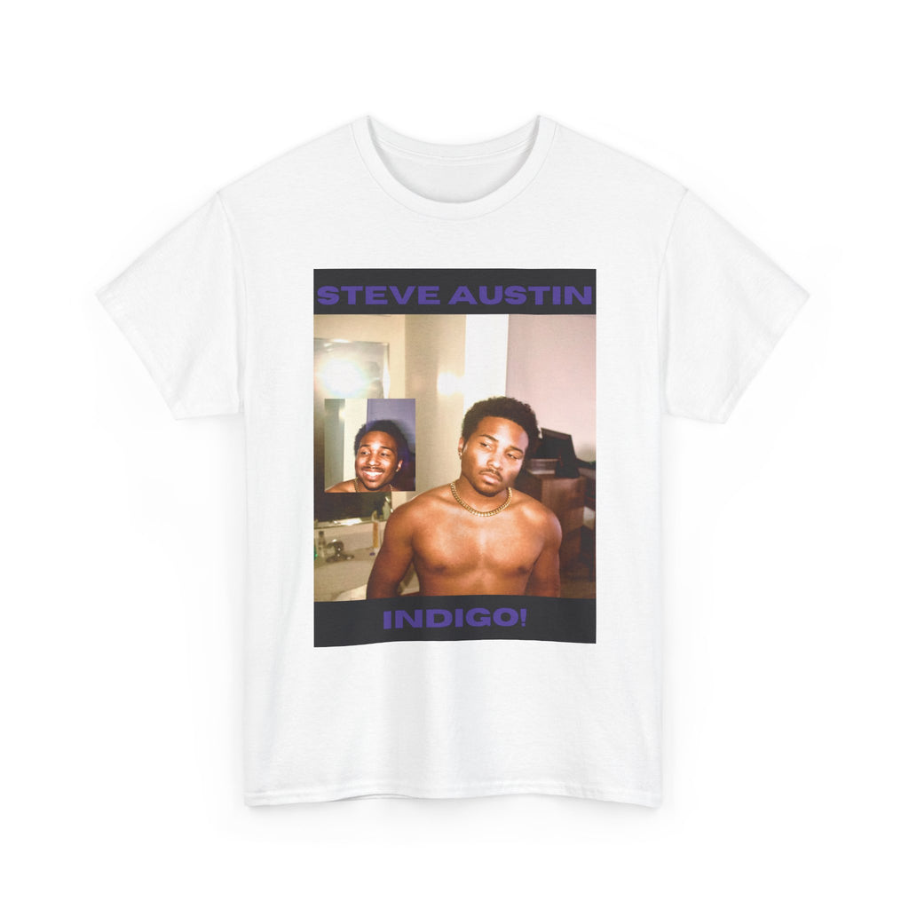 Steve Austin Indigo Album Art T-Shirt — Retro Shirt with Portrait Graphic