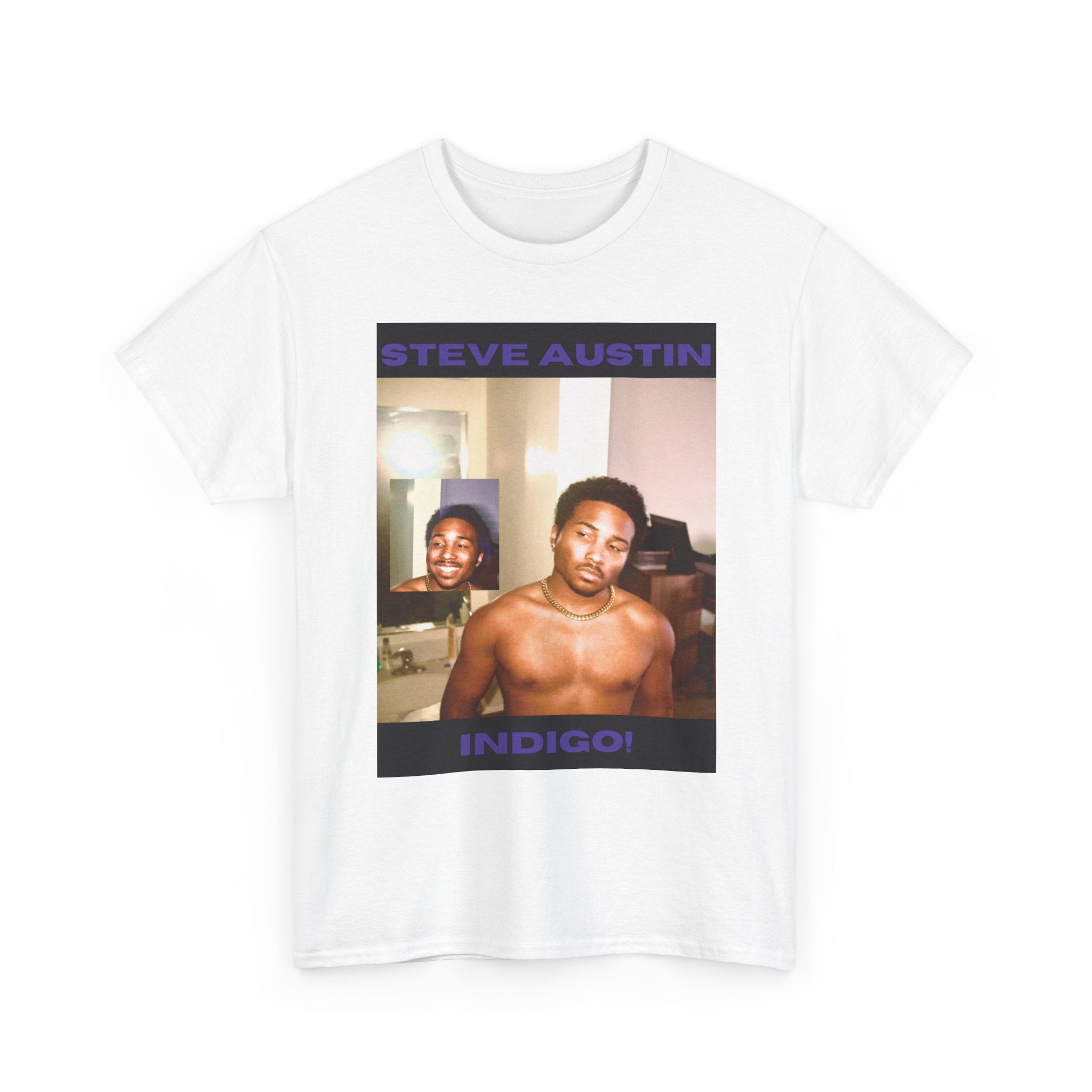 Steve Austin Indigo Album Art T-Shirt — Retro Shirt with Portrait Graphic