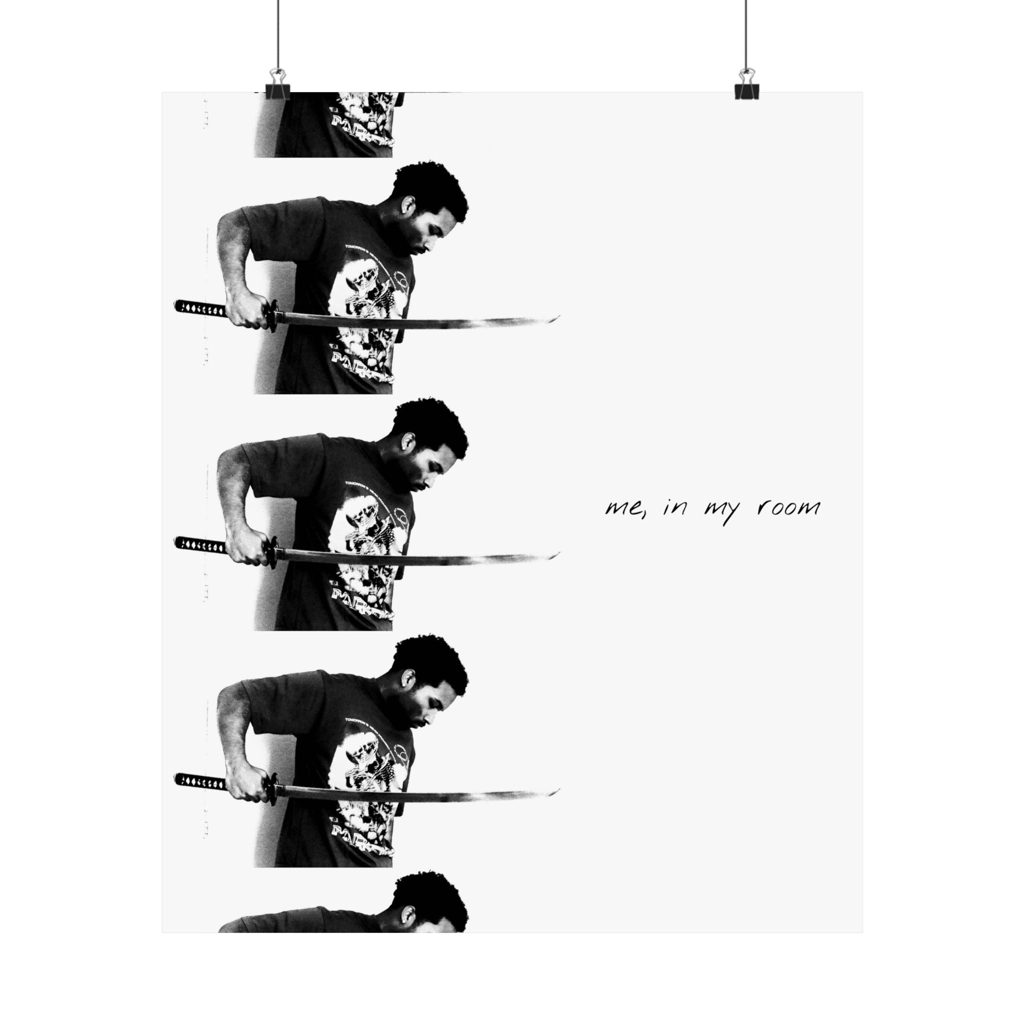 Indigo! Matte Poster — Minimal Black & White 'me, in my room' Vertical Art Print
