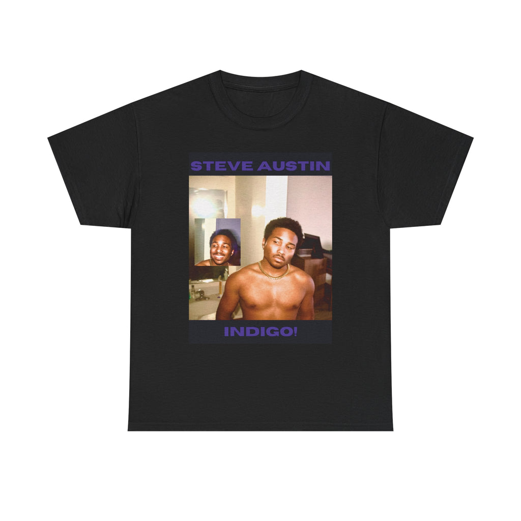 Steve Austin Indigo Album Art T-Shirt — Retro Shirt with Portrait Graphic