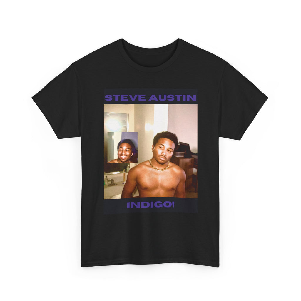 Steve Austin Indigo Album Art T-Shirt — Retro Shirt with Portrait Graphic