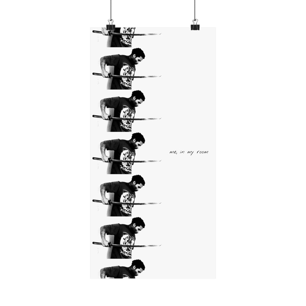 Indigo! Matte Poster — Minimal Black & White 'me, in my room' Vertical Art Print