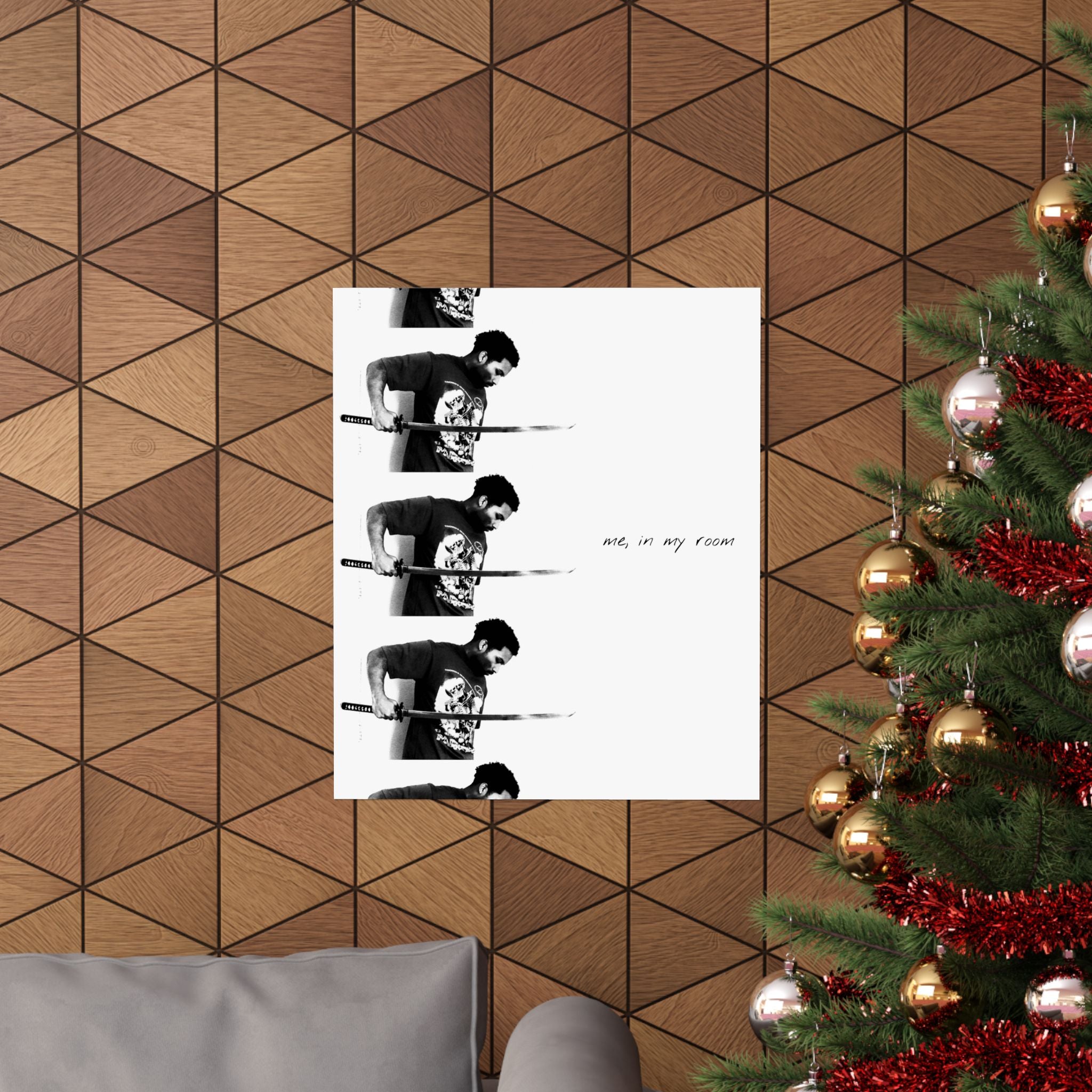 Indigo! Matte Poster — Minimal Black & White 'me, in my room' Vertical Art Print