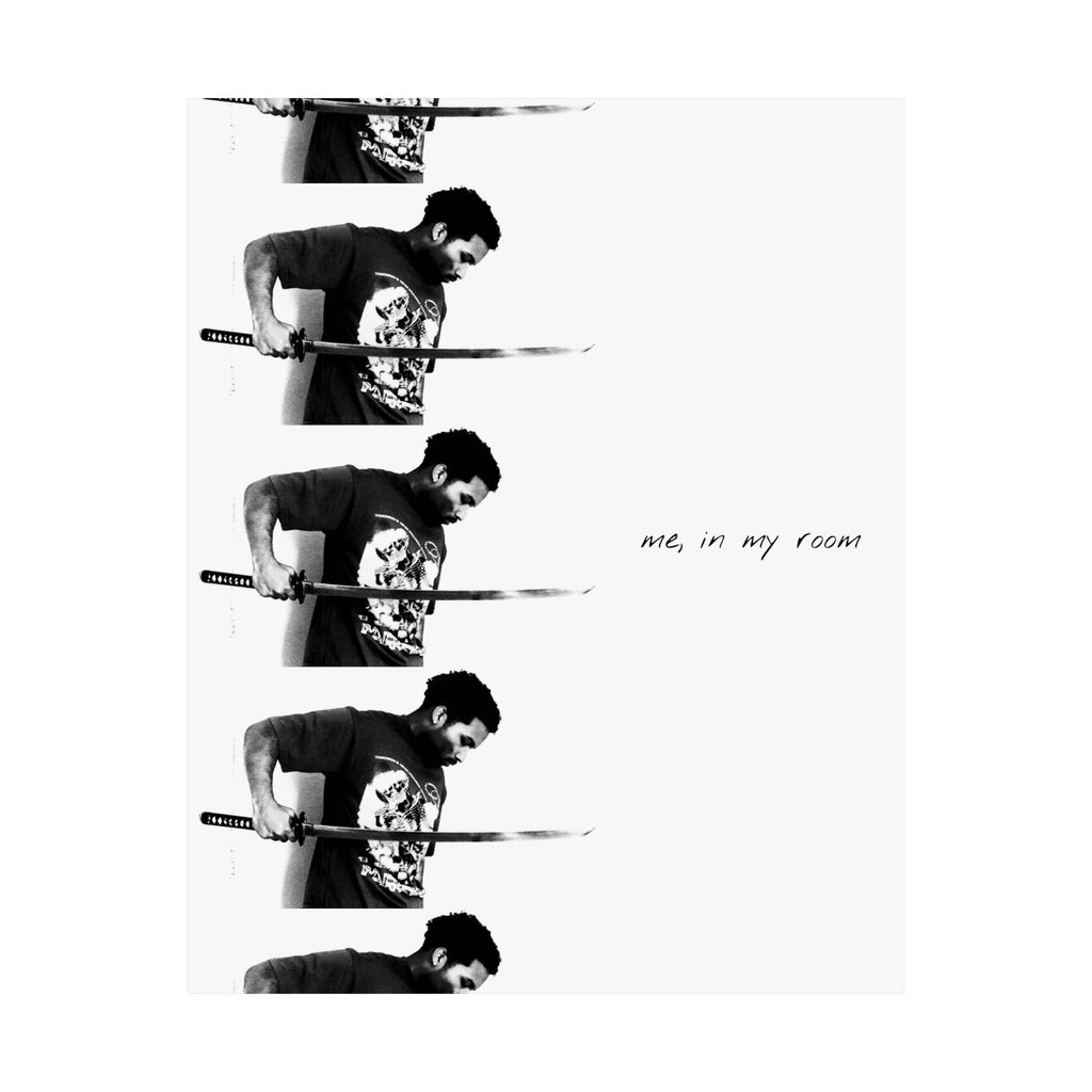 Indigo! Matte Poster — Minimal Black & White 'me, in my room' Vertical Art Print