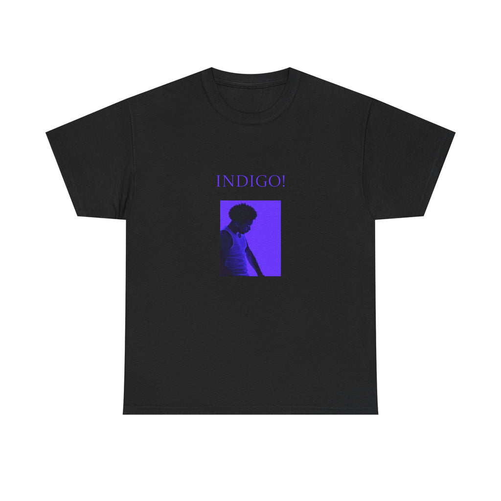 Moody Violet Portrait Tee - Retro Neon Photo Graphic T-Shirt