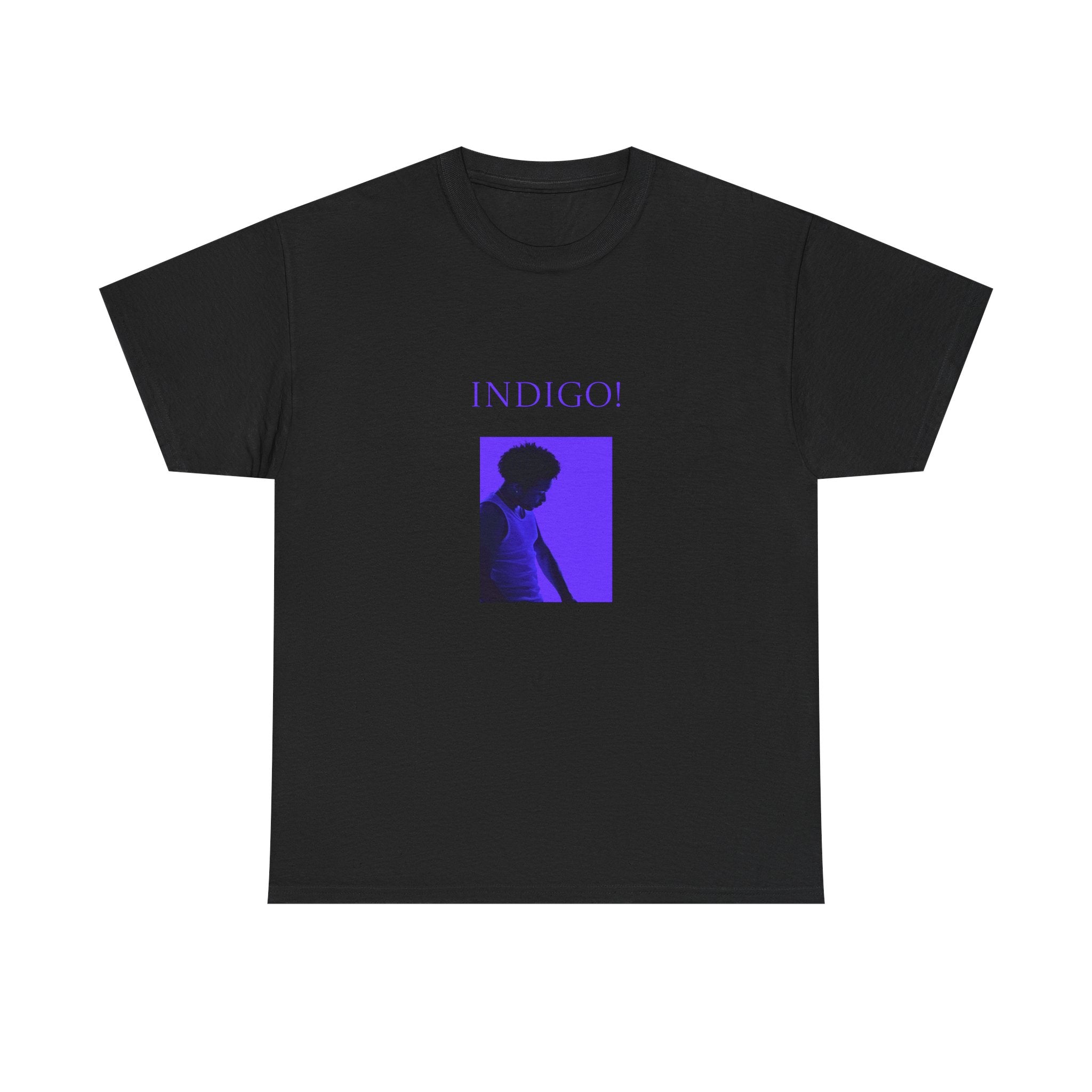 Moody Violet Portrait Tee - Retro Neon Photo Graphic T-Shirt