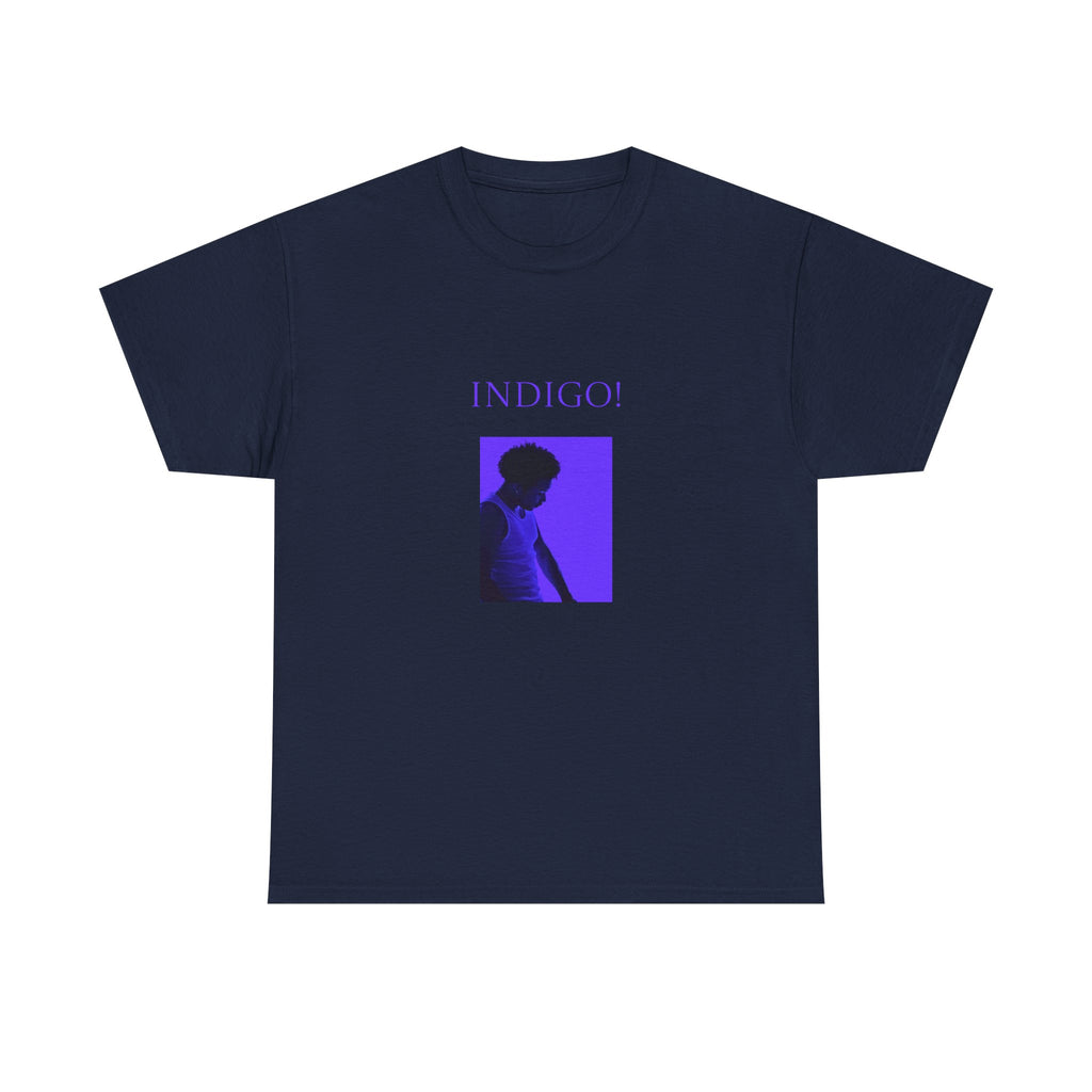 Moody Violet Portrait Tee - Retro Neon Photo Graphic T-Shirt